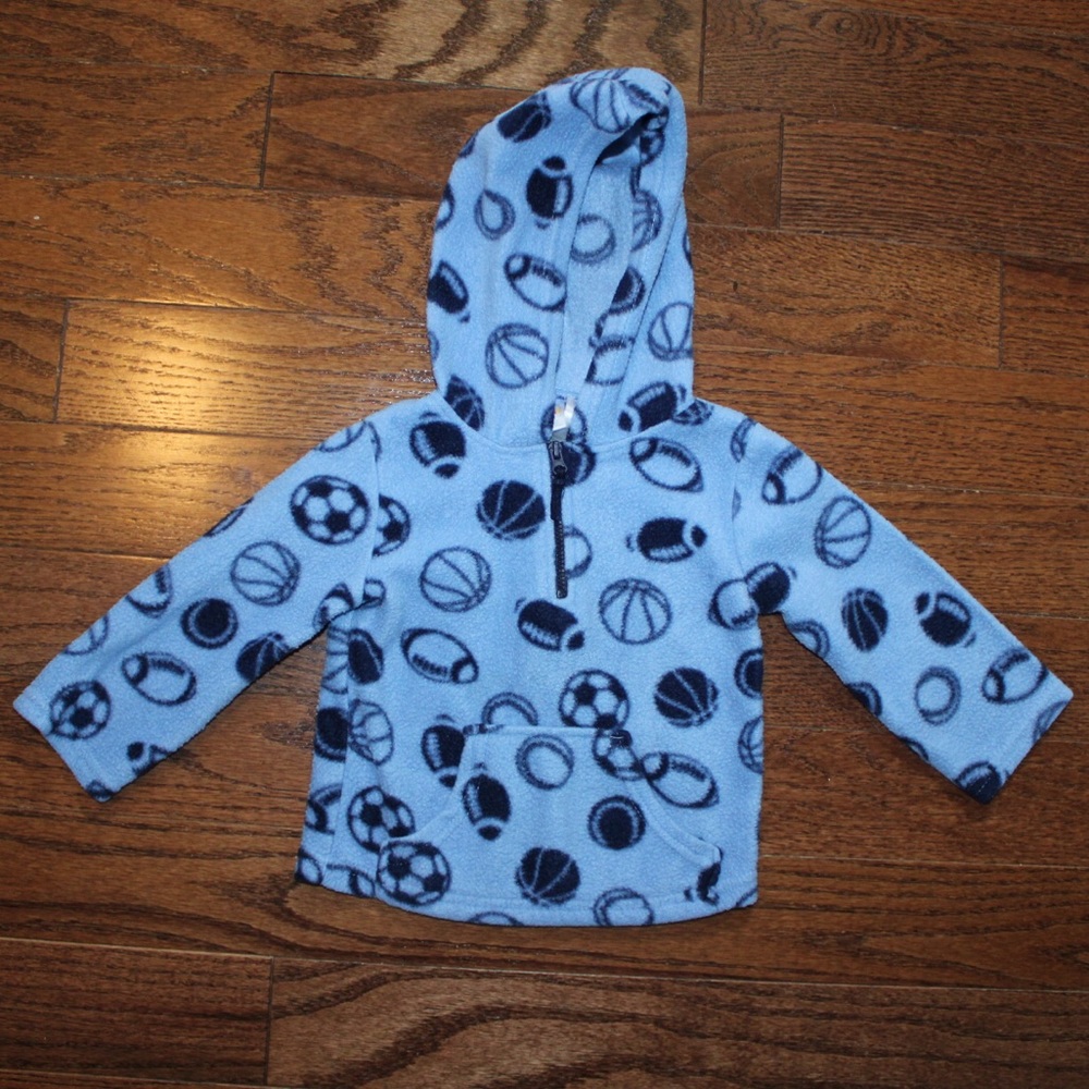 Kidgets Size 12 Month Old Blue Fuzzy Sherpa Style Football Hoodie